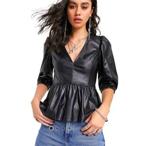 ASOS DESIGN | Faux leather top with peplum | NWT
